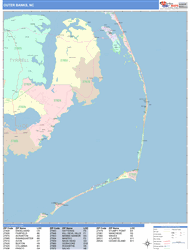 Outer Banks Wall Map Color Cast Style 2024